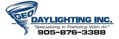 Geo-Daylighting Inc. logo: Specializing In Potholing With Air, 905-876-3388